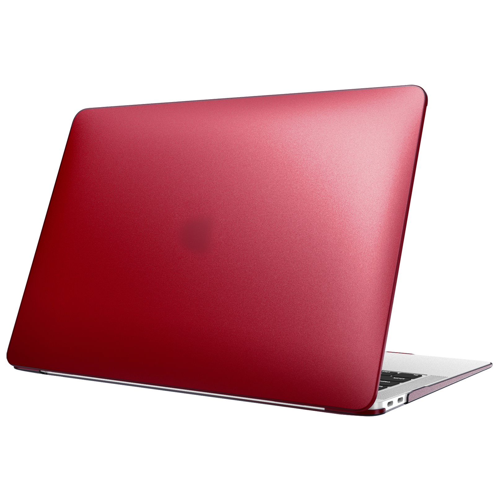 Burgunderfarbene Laptop-Hülle aus der Draufsicht. Die Hülle bedeckt die Ober- und Seiten.