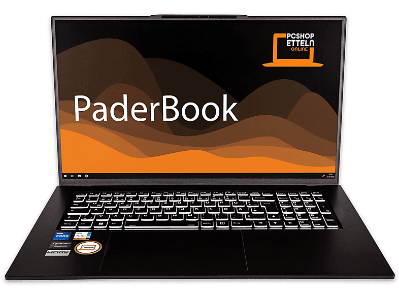 PADERBOOK Plus i57, fertig installiert und aktiviert, Office 2021 Pro, Notebook mit 17,3 Zoll Display, 16 GB RAM, 500 GB SSD, Schwarz