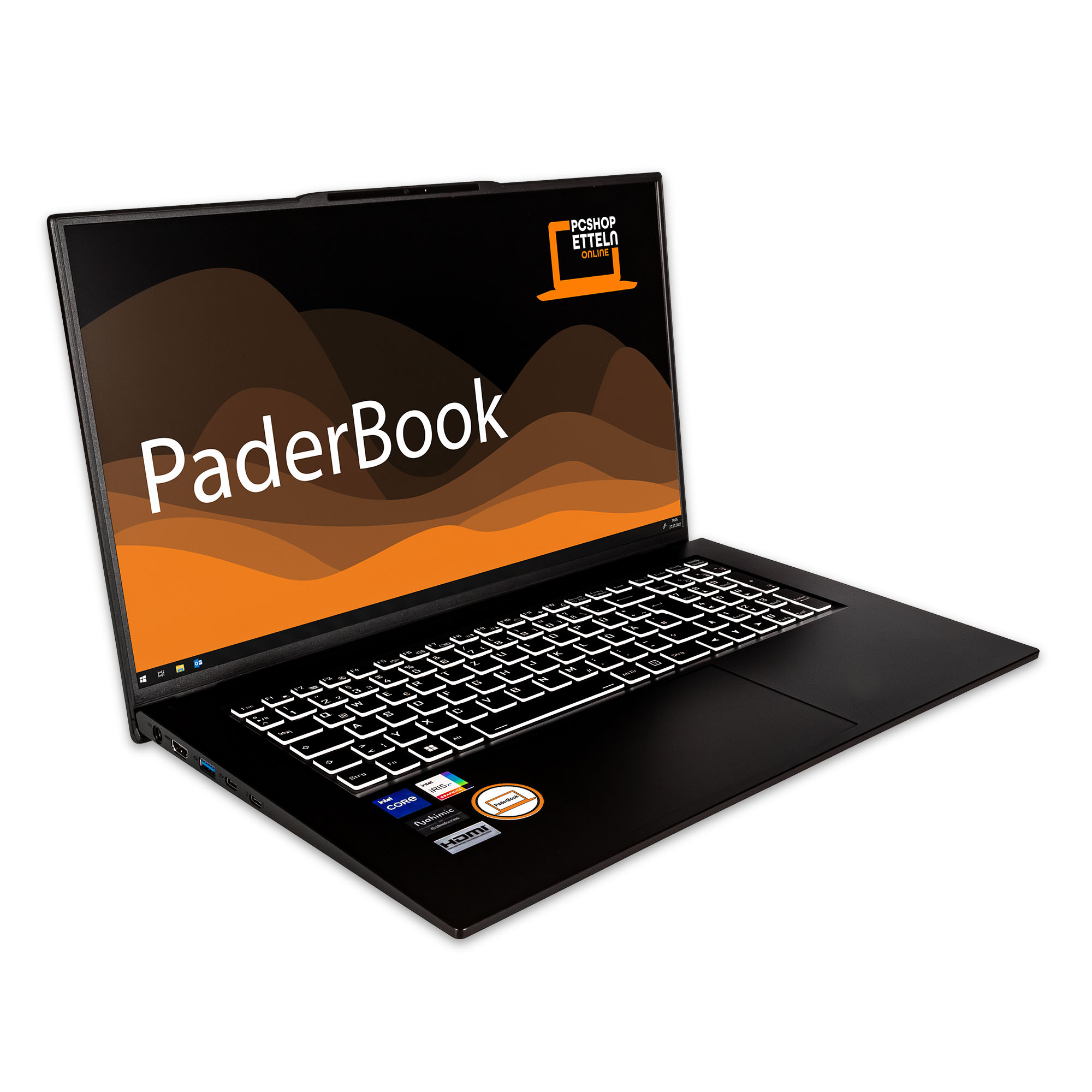 aktiviert, fertig PADERBOOK mit GB Zoll Plus SSD, 500 16 Notebook installiert Schwarz GB RAM, und 2021 17,3 Office Pro, i57, Display,