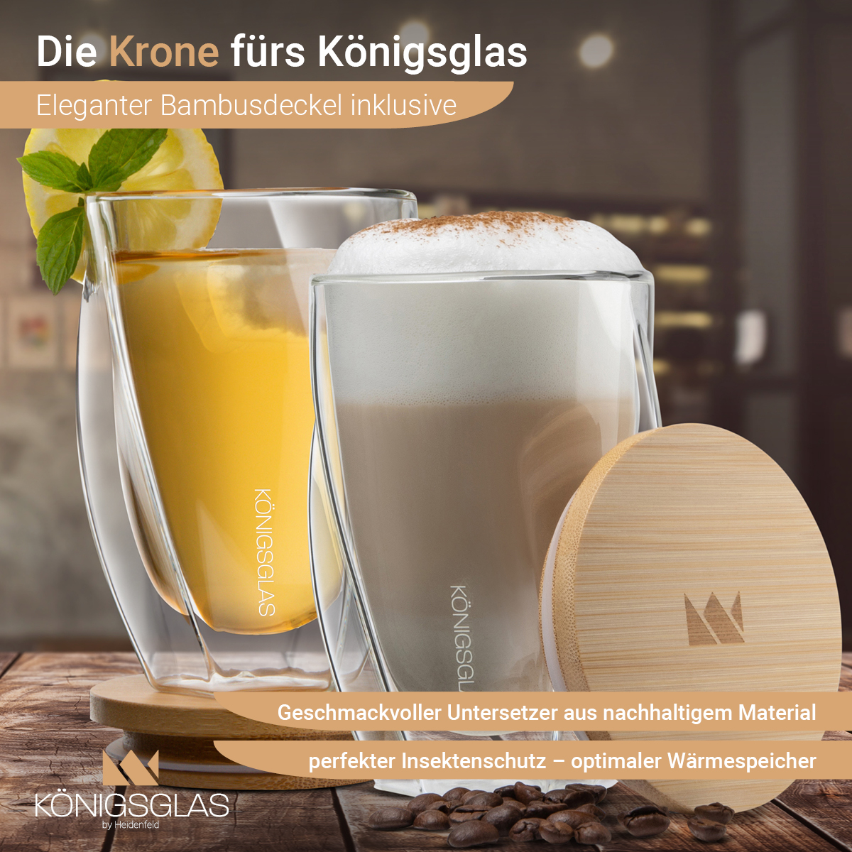 HEIDENFELD Königsglas Swing 2x 250 ml Kaffeegläser