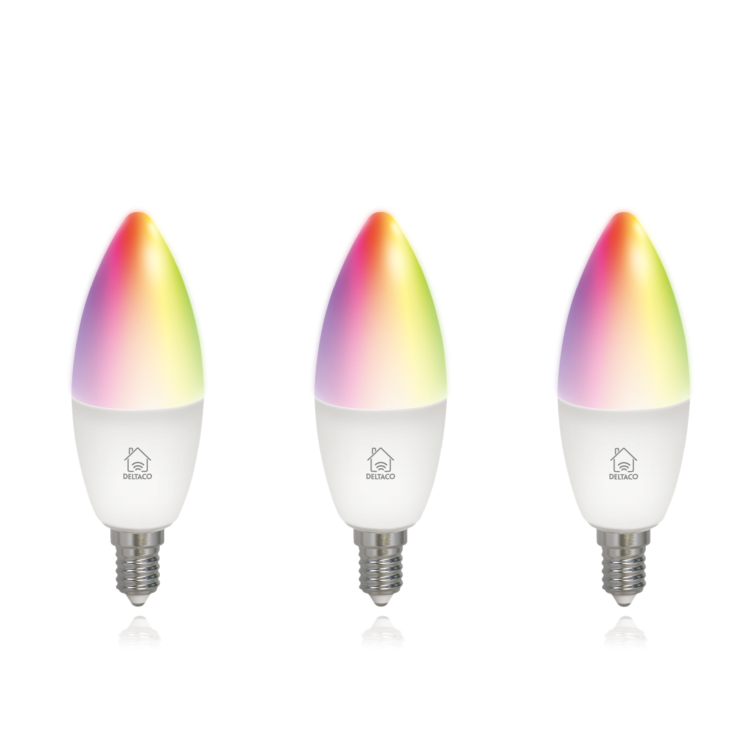 RGB Glühbirne DELTACO HOME smart RGB warmweiß, SMART Kerze LED E14 Smarte