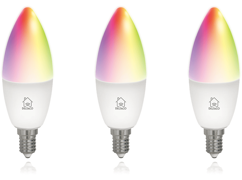 DELTACO SMART HOME Smarte E14 LED Kerze RGB smart Glühbirne warmweiß, RGB