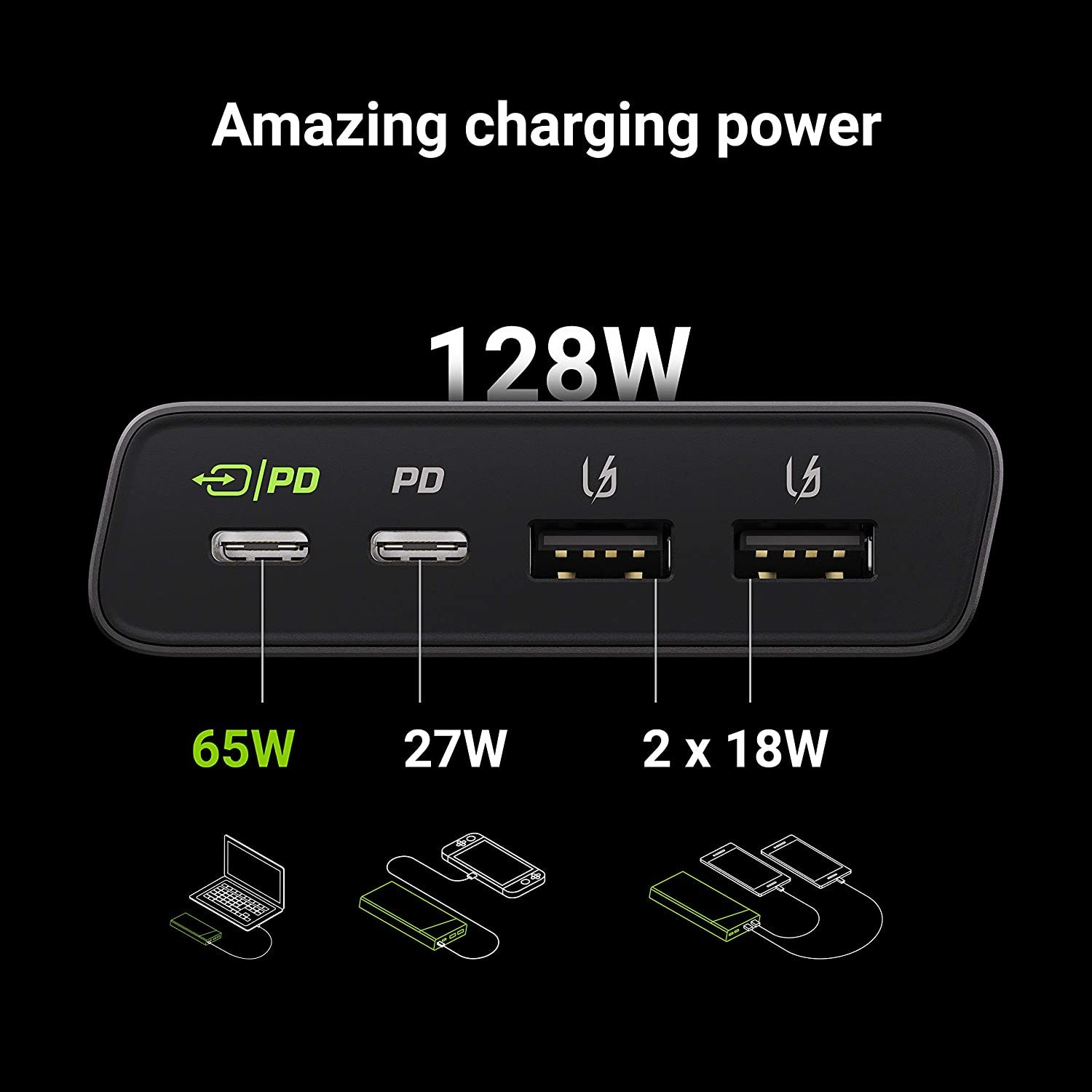 GC Power CELL Bank Ultra GREEN Ladegeräte PowerPlay Universal, schwarz