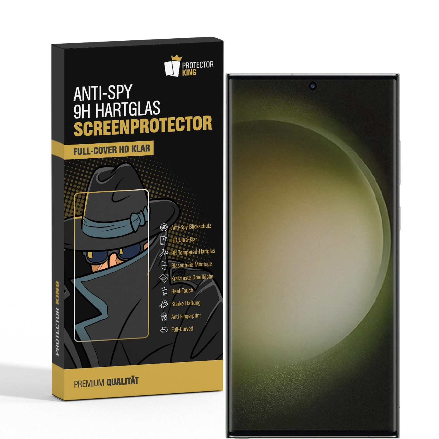 PROTECTORKING 2x 9H Schutzglas Ultra) Panzerfolie Displayschutzfolie(für CURVED FULL ANTI-SPY Galaxy S23 Samsung