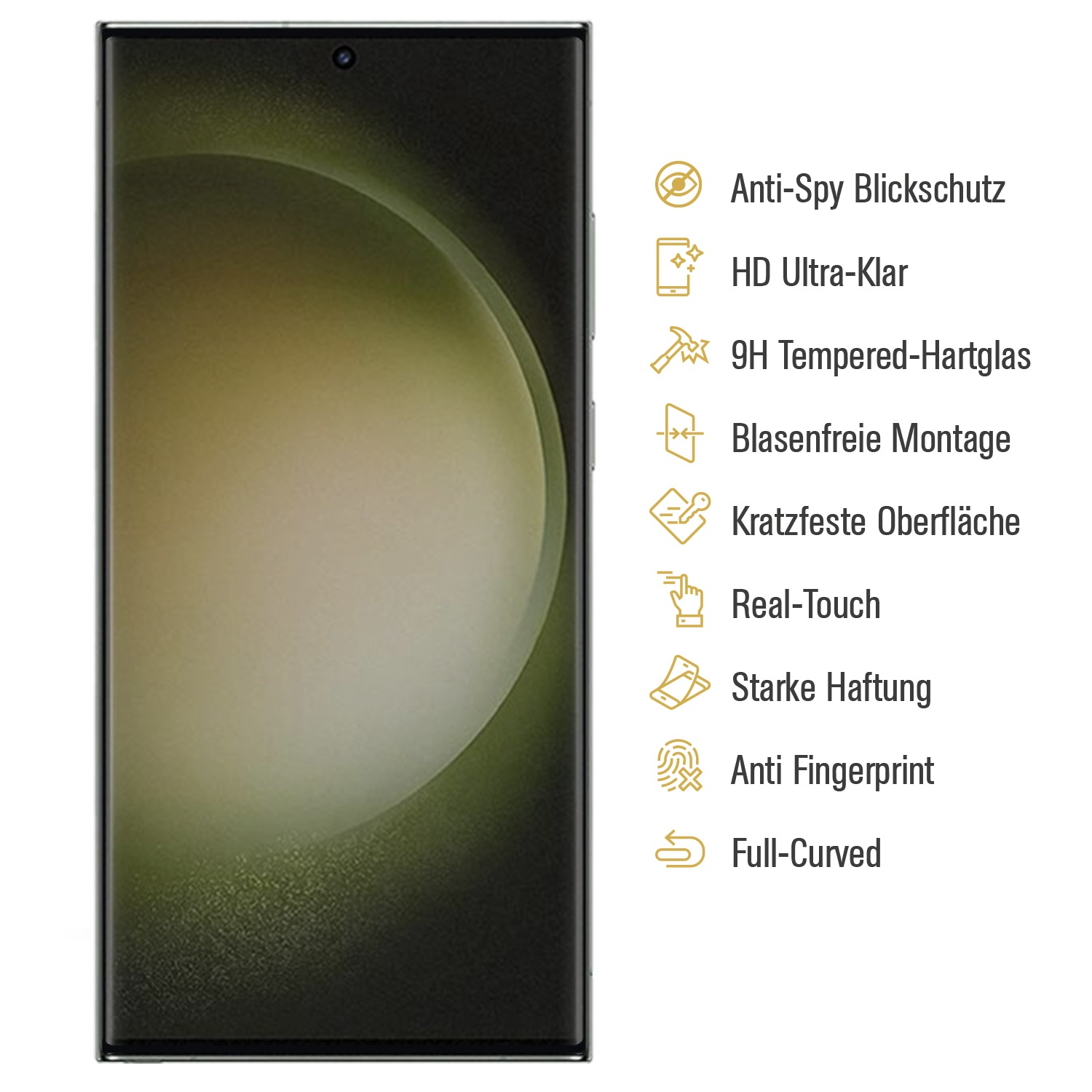 FULL Galaxy S23 Samsung Schutzglas 9H Displayschutzfolie(für Ultra) Panzerfolie 2x PROTECTORKING CURVED ANTI-SPY