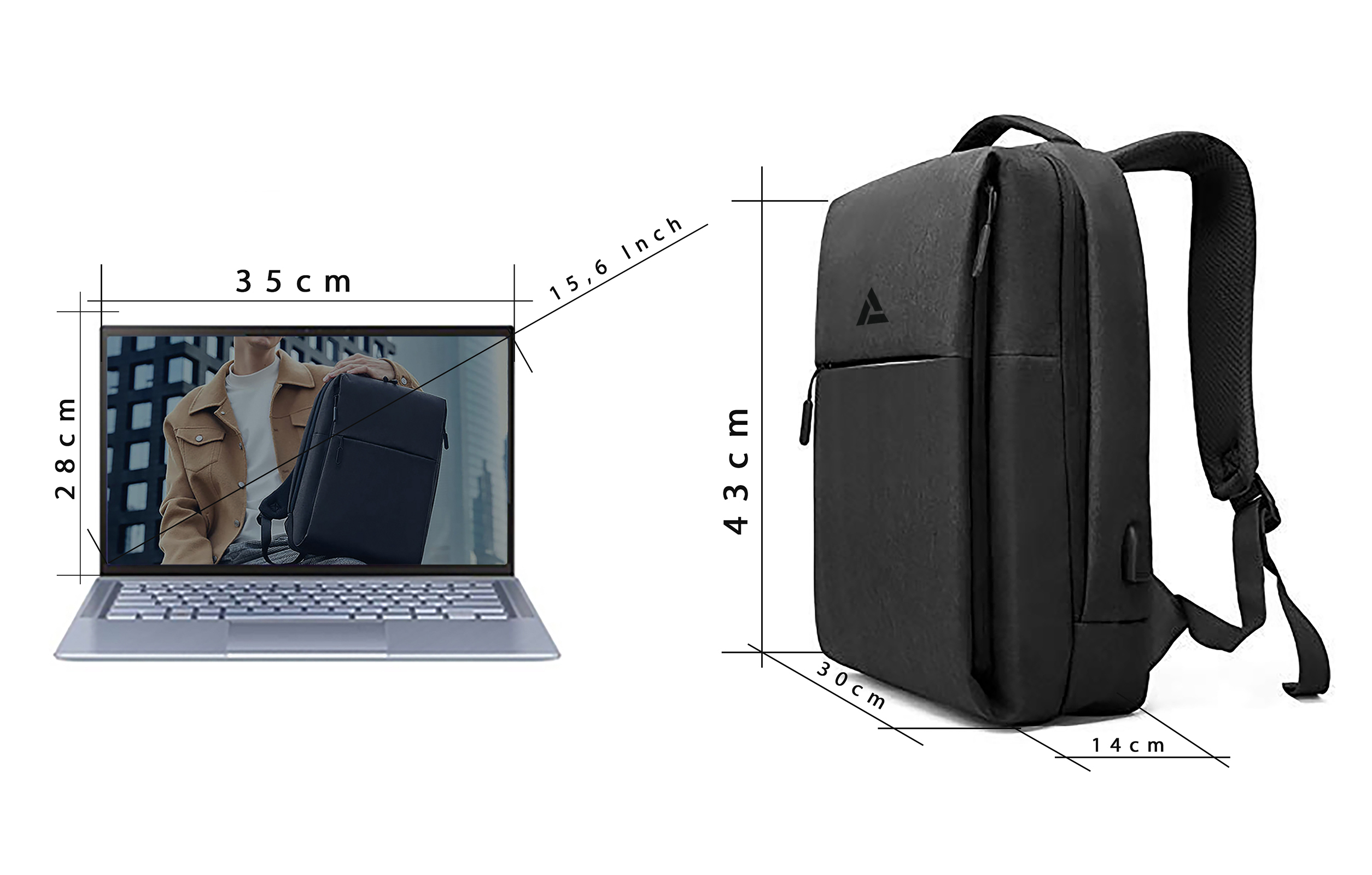 Rucksack Laptoptasche 15 Zoll Saturn ARRIVLY Allrounder S Pro