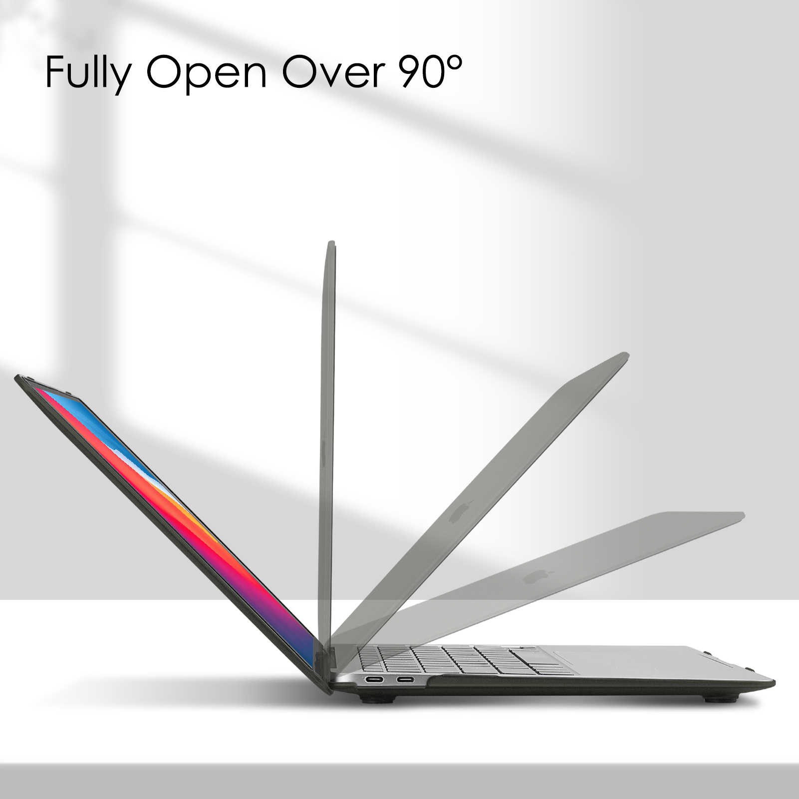 Laptop-Bildschirm über 90 Grad geöffnet.