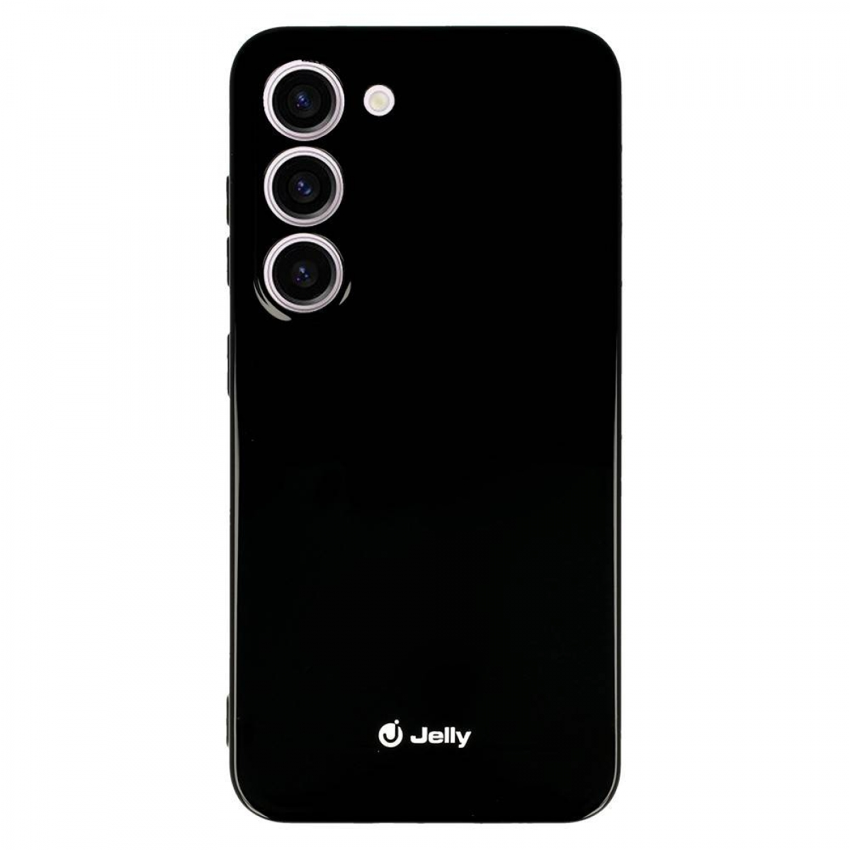Ein schwarzes Telefon mit drei Kameras und dem Logo "Jelly" unten.