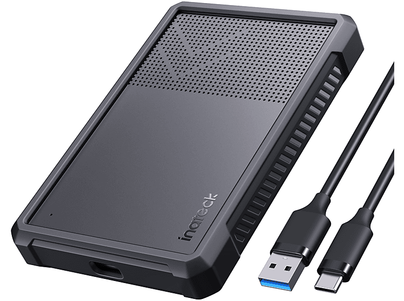 USB 2,5 black INATECK bis Festplattengehäuse, mit 6Gbps, mit HDDs, 3.2 Festplattengehäuse UASP für SSDs Silikon-Hülle zu und