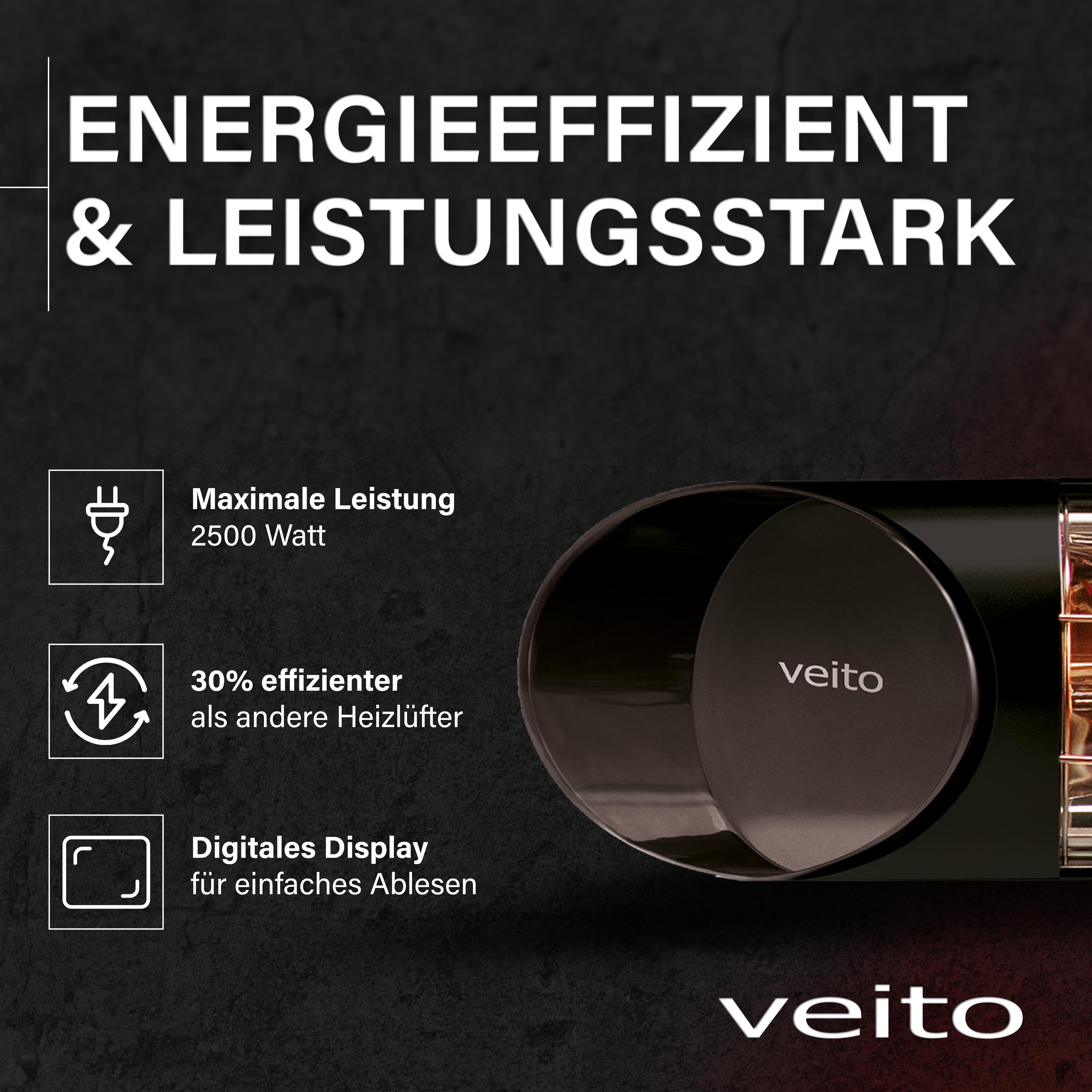 VEITO Blade S Heizstrahler Edition - Black (2500 Infrarot Watt)