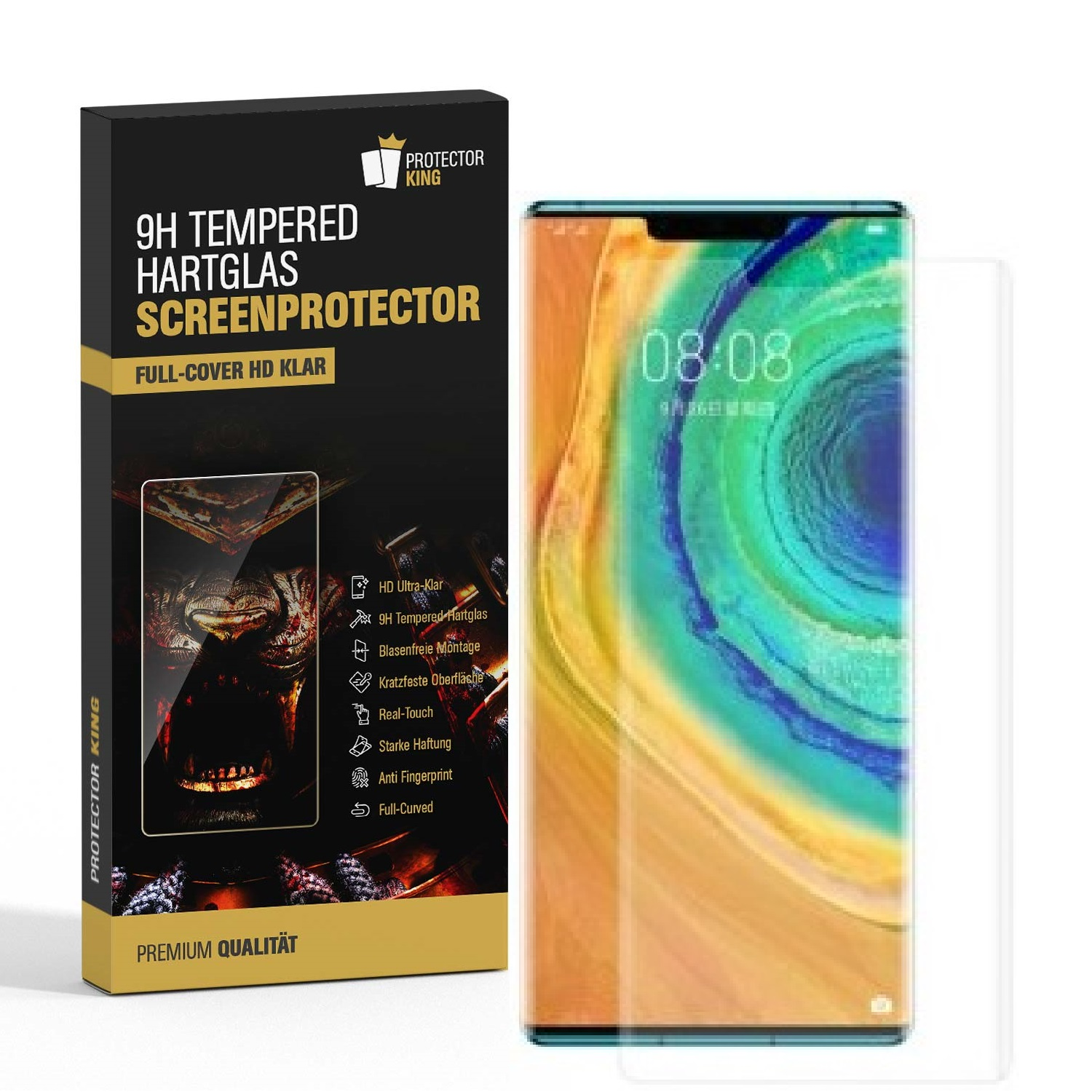 Panzerglas Displayschutzfolie(für 3x HD 9H Schutzglas CURVED 30 Mate Pro) FULL Huawei PROTECTORKING KLAR