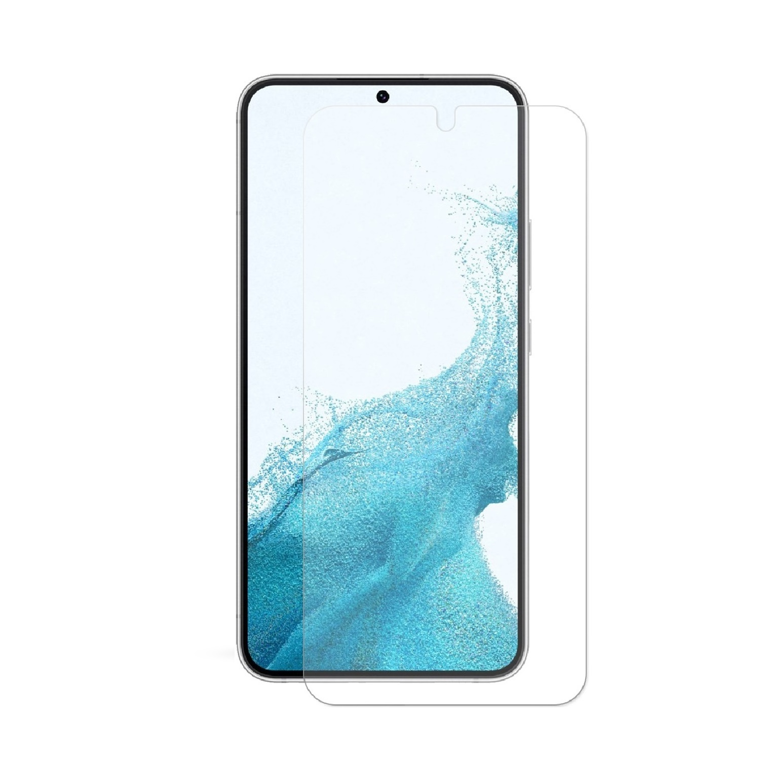 Smartphone mit aufgebrachter Displayschutzfolie. Schutzfolie auf der rechten Seite.