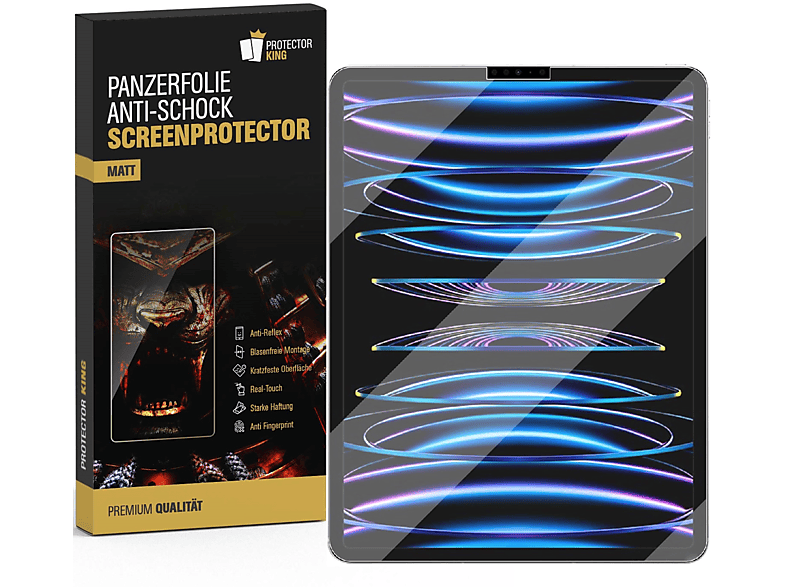PROTECTORKING 1x Panzerfolie iPad Schutzfolie ENTSPIEGELT Pro Apple Displayschutzfolie(für MATT 2022) 12.9