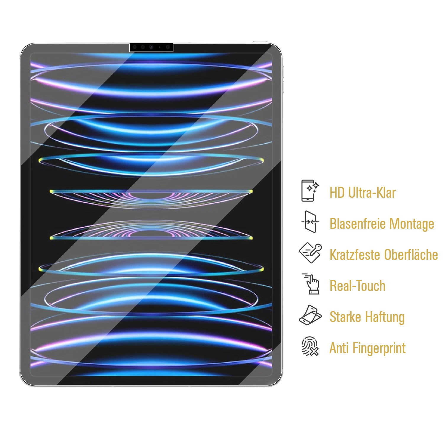 NANO Displayschutzfolie(für Schutzfolie ANTI-SHOCK HD Panzerfolie Pro PROTECTORKING Apple iPad KLAR 2022) 12.9 3x