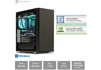 SEDATECH Intel i9-9900X mit Wasserkühlung, Windows 11 Home mehrsprachig, PC-desktop , 64 GB RAM , 1000 GB  SSD , 3000 GB  HDD , Quadro RTX A4000 , 16 GB 