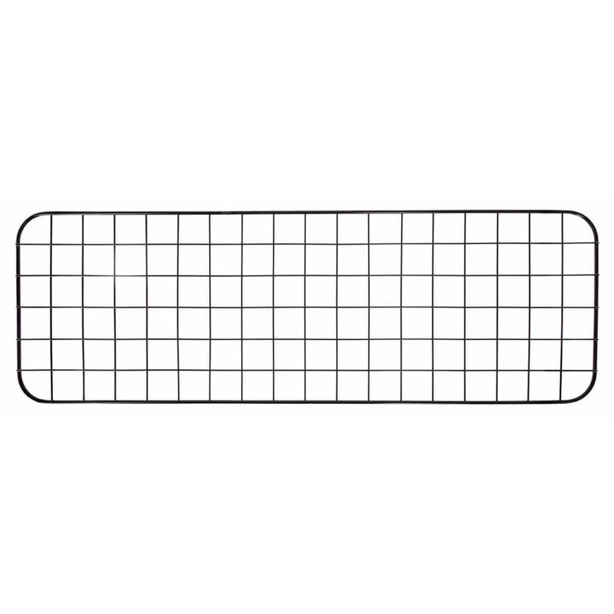 Ein schwarzes Gitter, rechteckig geformt, aus sich kreuzenden Linien, die viele Quadrate bilden.