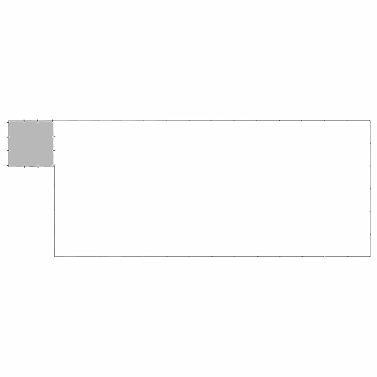 Eine Grafik zeigt den Bau eines Gebäudes. Graues Quadrat oben und ein langes Quadrat.