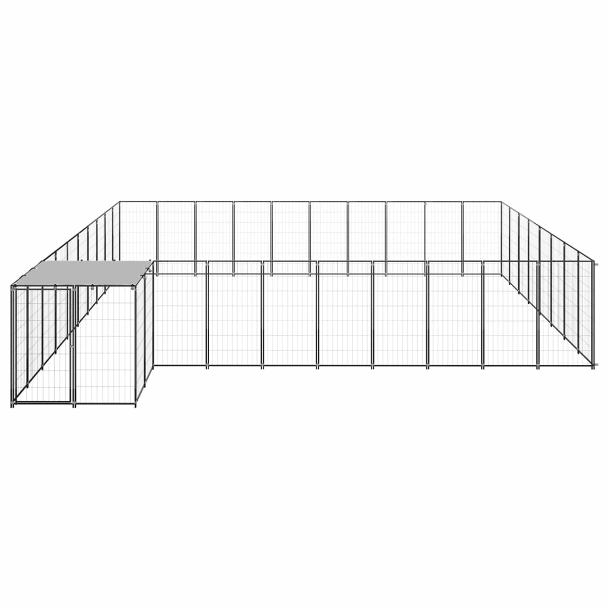 Hundeauslauf im Freien, modulares Design, mit Zaun und Dach.