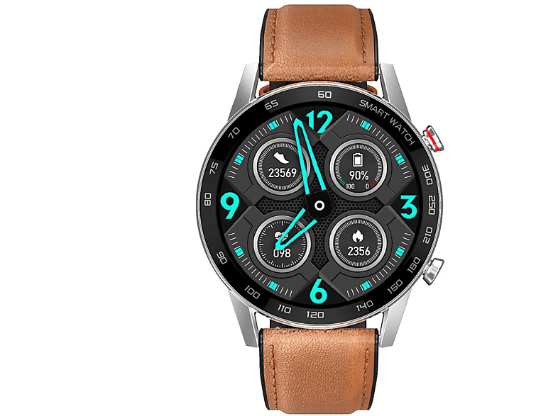 WATCHMARK WDT95 Braun Smartwatch Metall/Kunststoff Leder, Braun