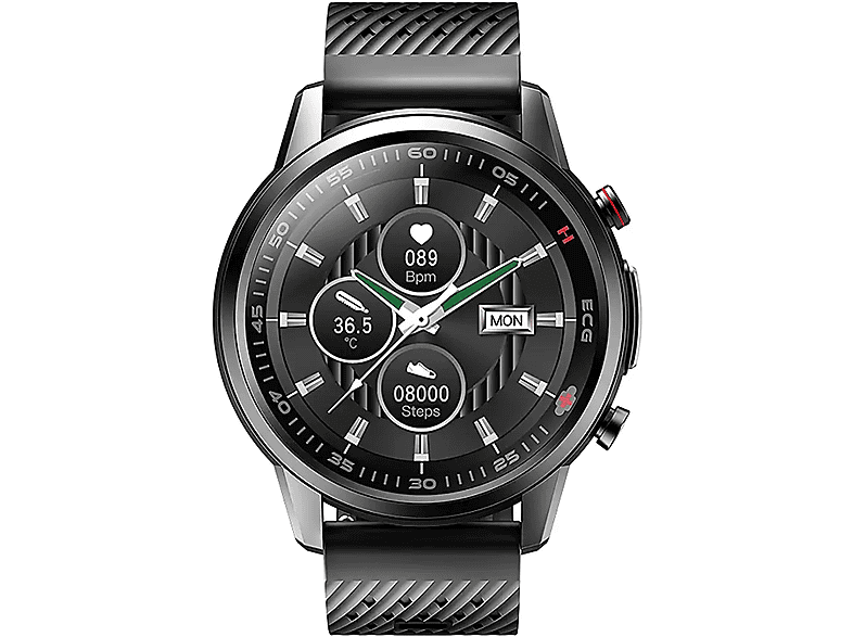 WATCHMARK WF800 schwarz Smartwatch Kunststoff Silizium, Schwarz