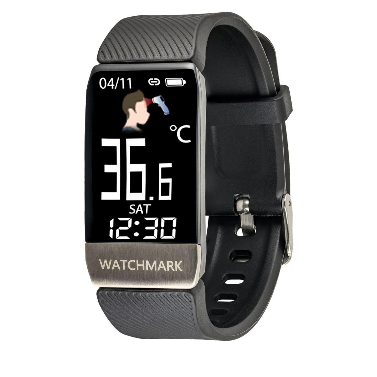 WATCHMARK WT1 schwarz Smartwatch Silizium, Schwarz Metall/Kunststoff
