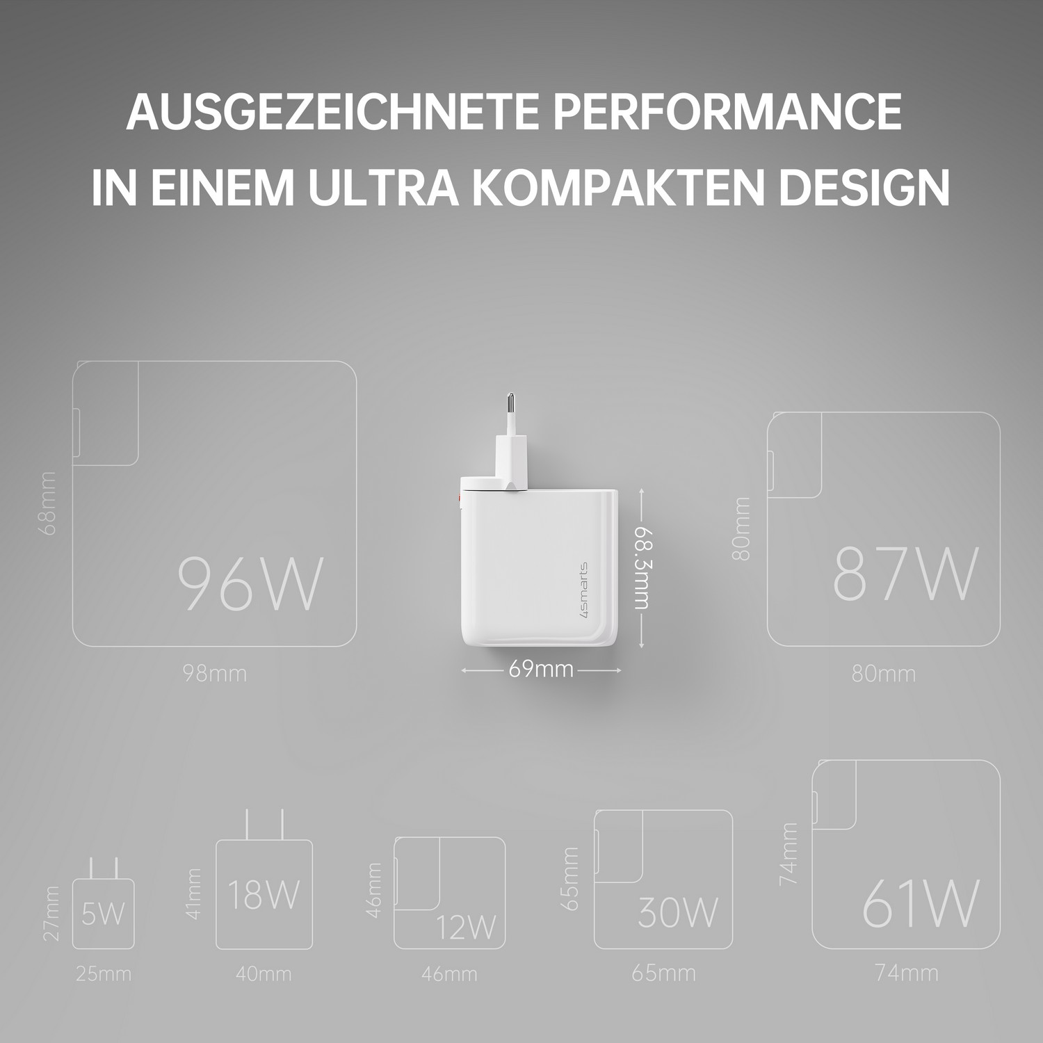 Flex Weiß Pro Ladegerät AC Universal, 4SMARTS 100-240 GaN Volt,
