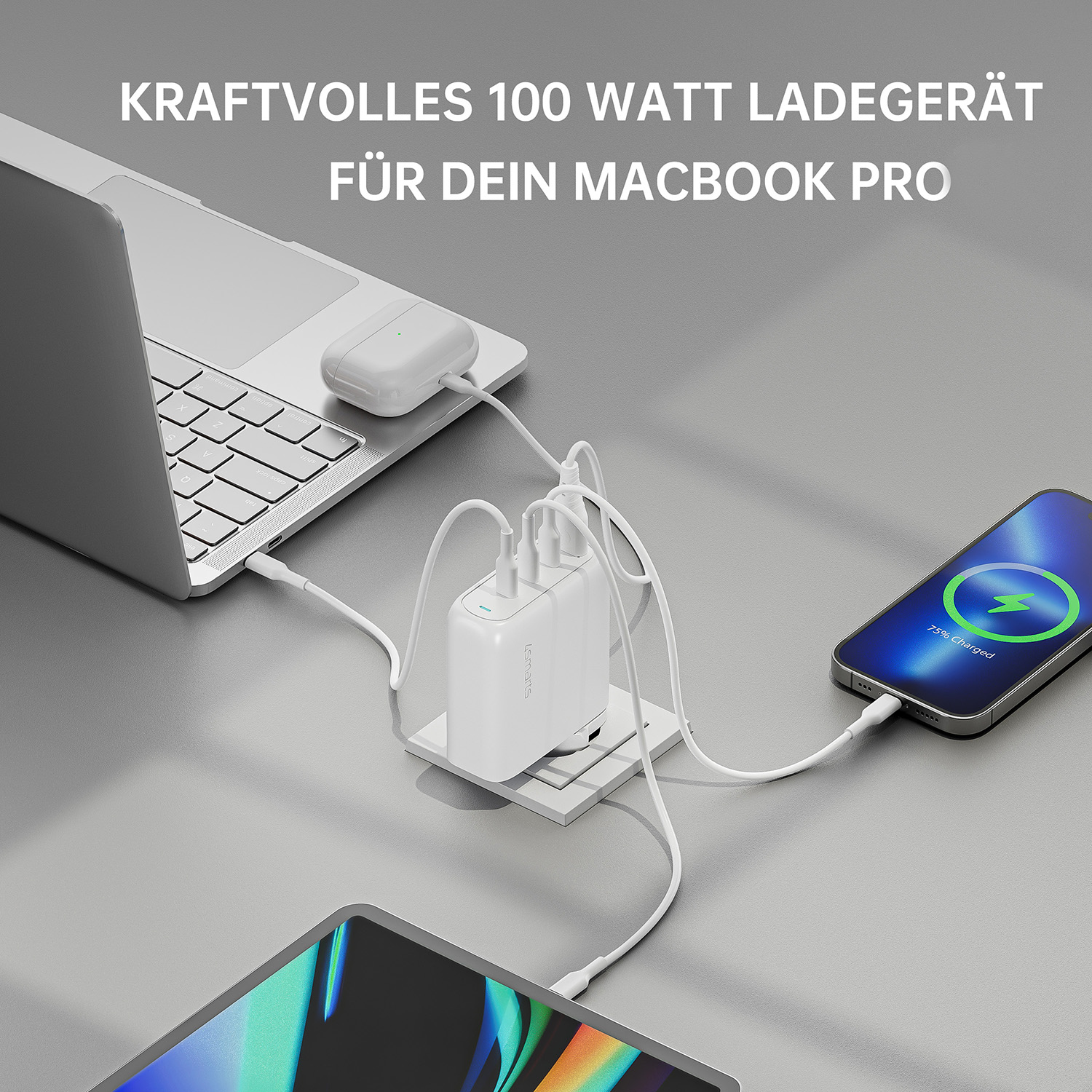 Flex Weiß Pro Ladegerät AC Universal, 4SMARTS 100-240 GaN Volt,