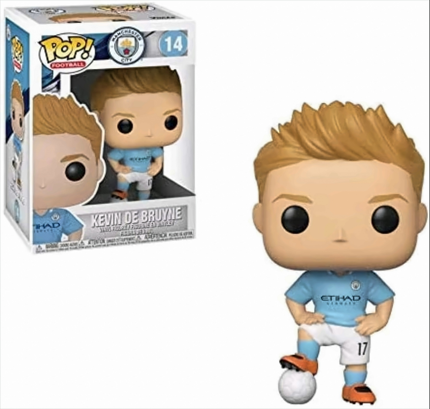Figurka Pop Kevina De Bruyne w stroju Manchester City. Zawiera pudełko.