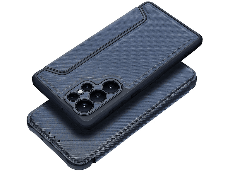 Samsung, Plus COFI Carbon-Cover, Razor S23 (S916B), Bookcover, Galaxy Magnet Blau