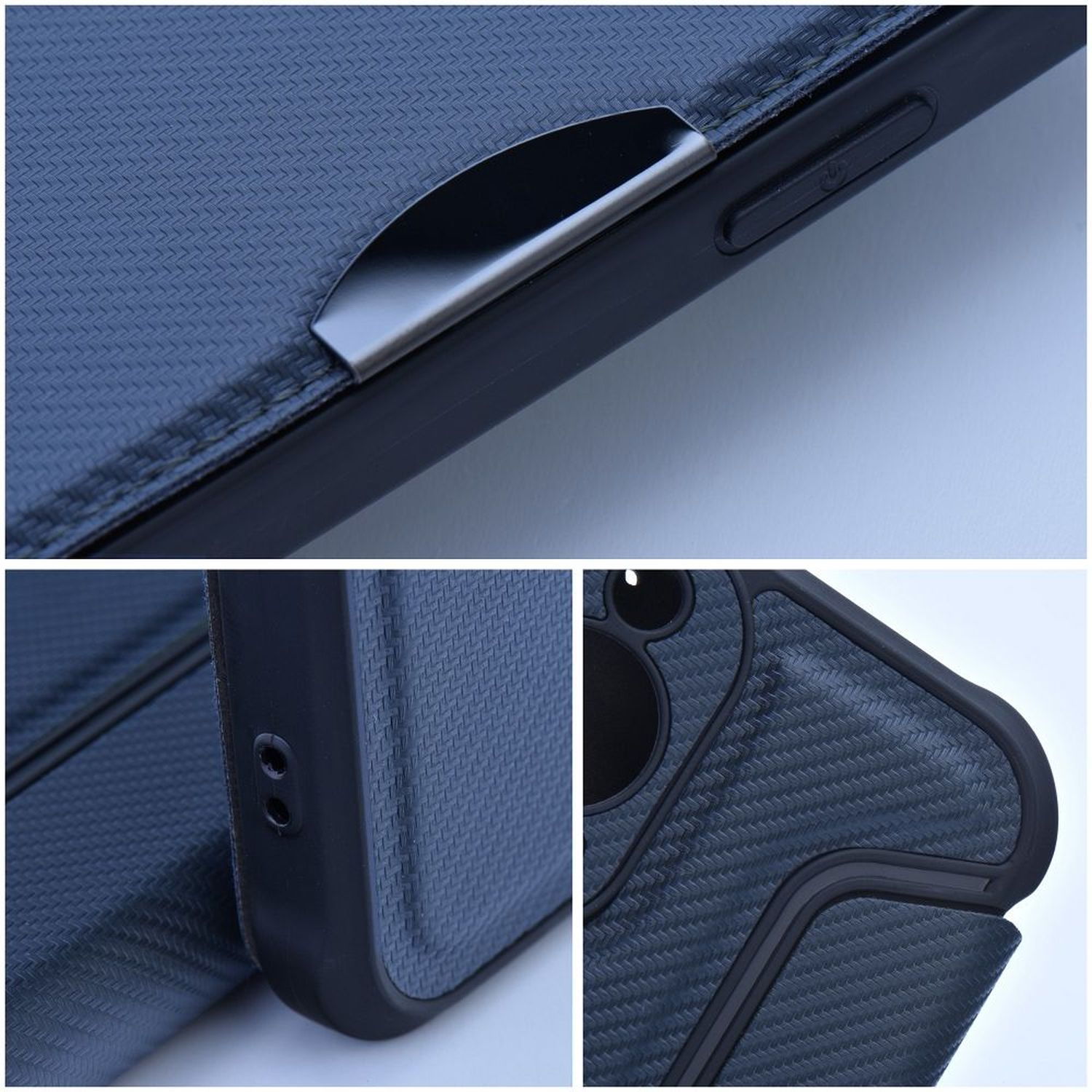 Razor S23 Samsung, (S911B), COFI Galaxy Carbon-Cover, Magnet Blau Bookcover,