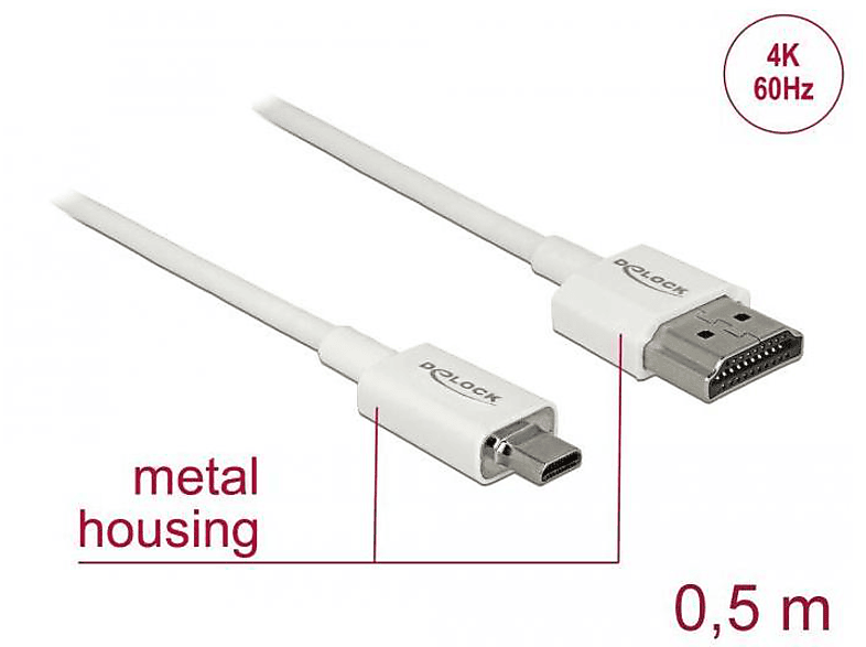Kabel, HDMI 85148 DELOCK Weiß