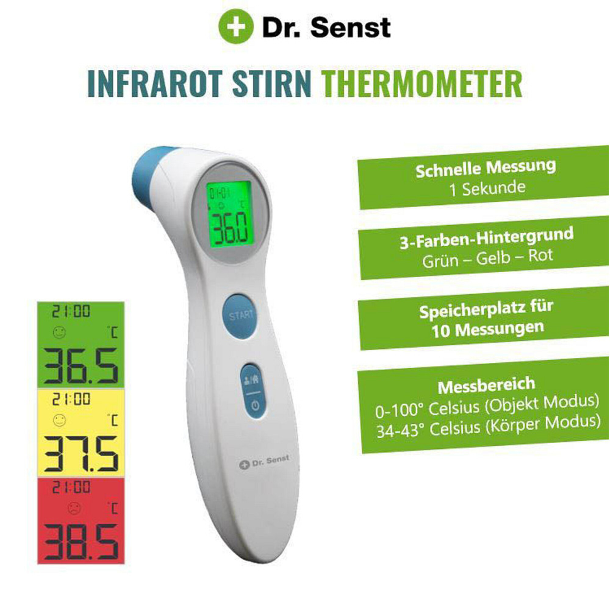 DR. SENST DET-306 Thermometer (Messart: kontaktlose Infrarotmessung)