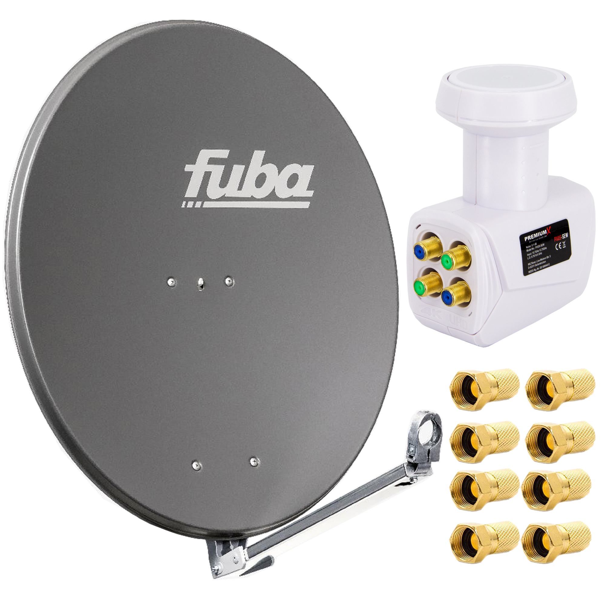 FUBA DAL 800 A Satellitenantenne Quad LNB) Anthrazit cm, Quad 80cm F-Stecker Alu LNB (80 8x Sat Anlage