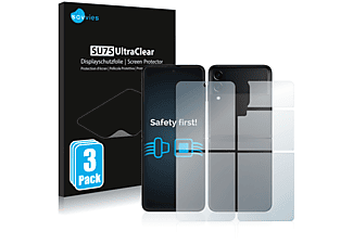 SAVVIES 6x klare Schutzfolie(für Samsung Galaxy Z Flip 3 5G (Display+Rückseite))