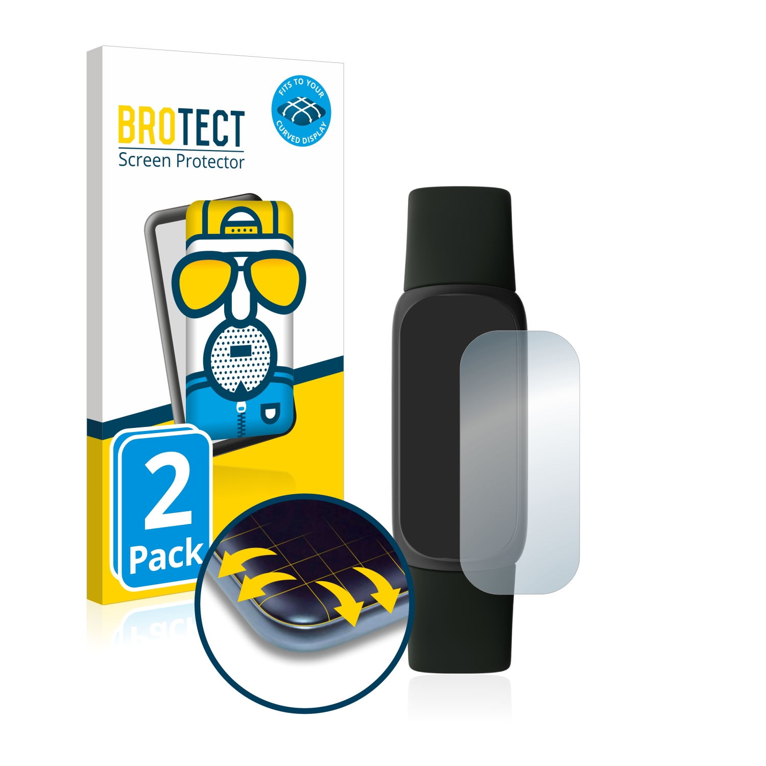 BROTECT 2x Flex matt 3D Curved Full-Cover Fitbit Inspire Schutzfolie(für 3)
