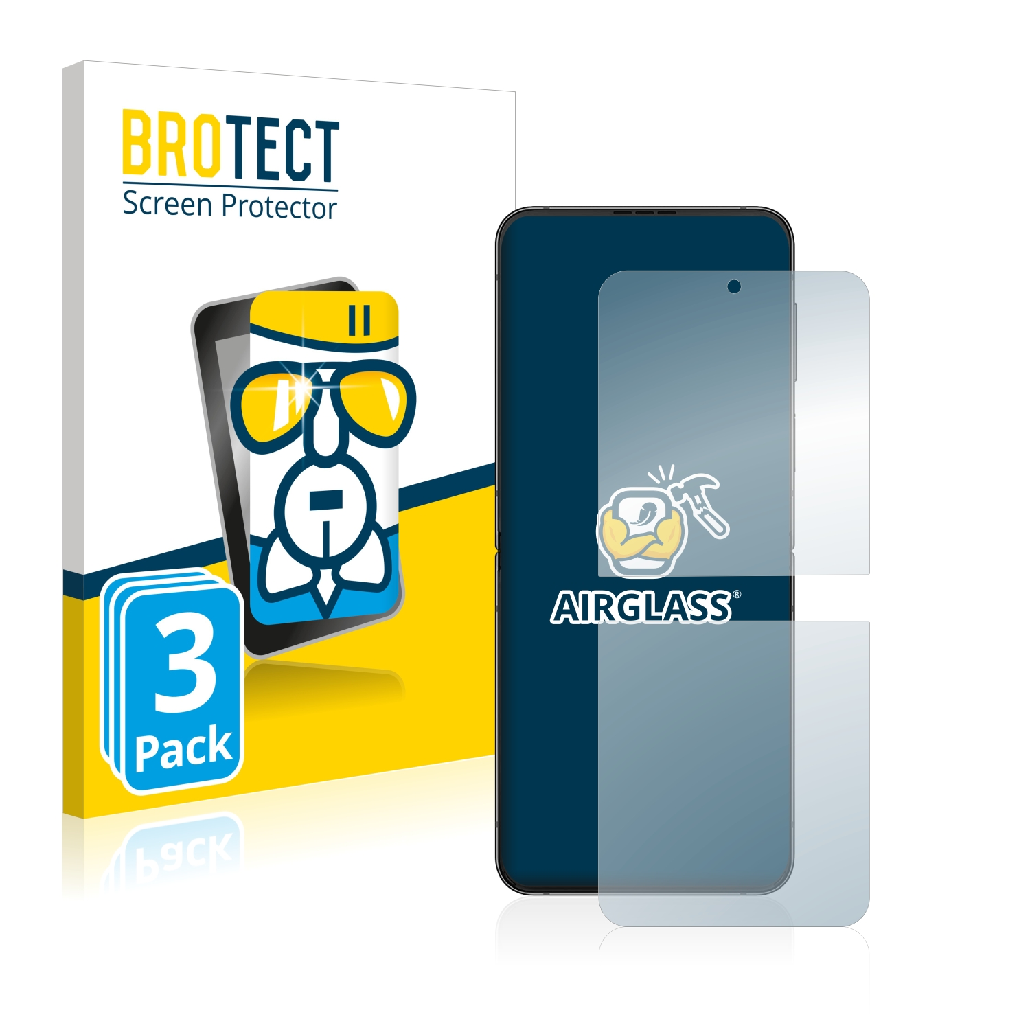 BROTECT 3x Airglass klare 4) Galaxy Flip Schutzfolie(für Z Samsung