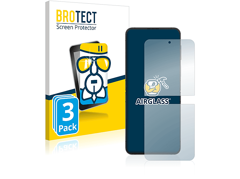 BROTECT 3x Airglass klare 4) Galaxy Flip Schutzfolie(für Z Samsung