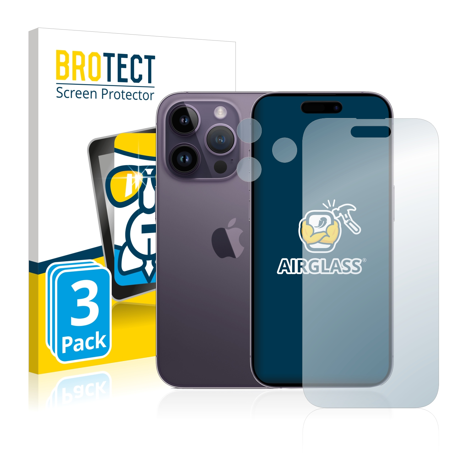 BROTECT 3x Airglass klare Schutzfolie(für iPhone Pro) 14 Apple
