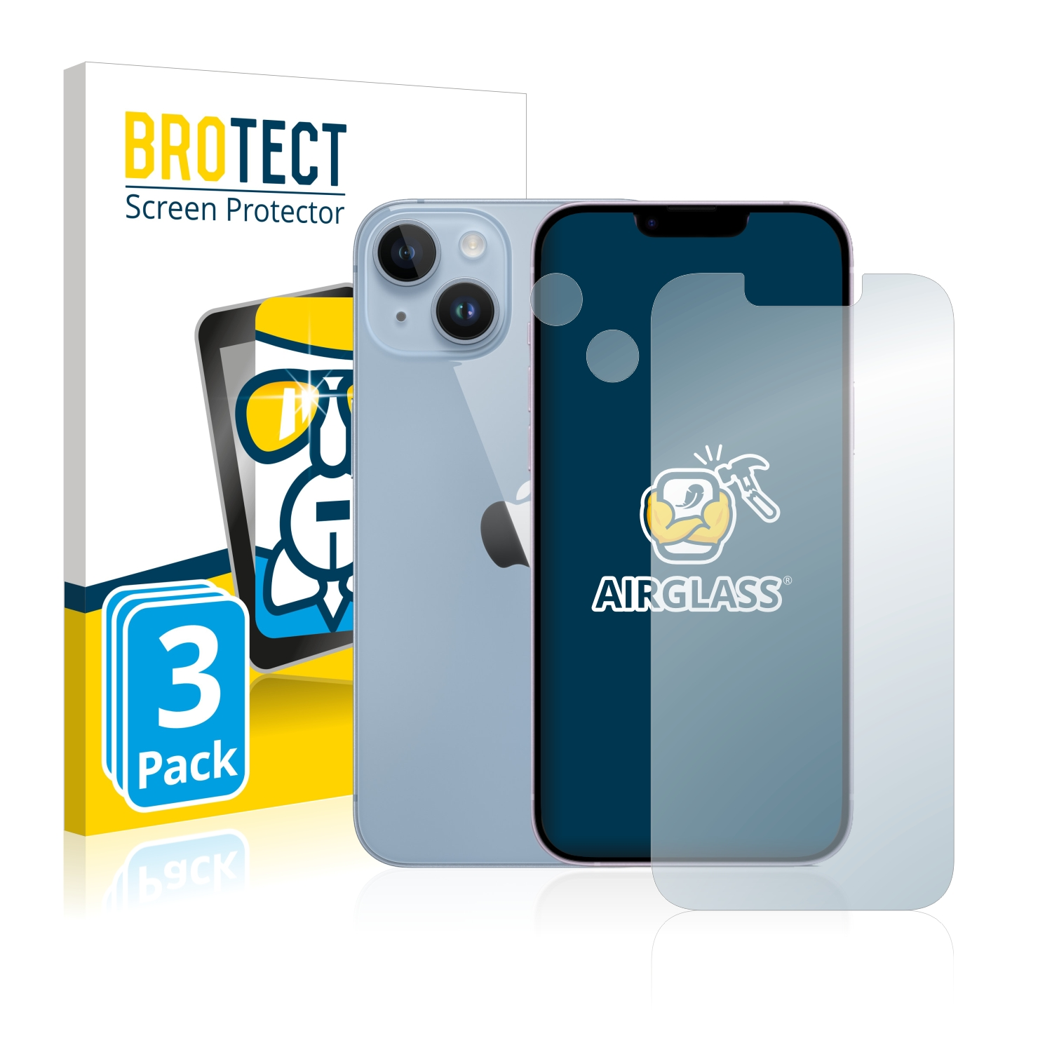 Airglass BROTECT 14) Apple iPhone 3x klare Schutzfolie(für