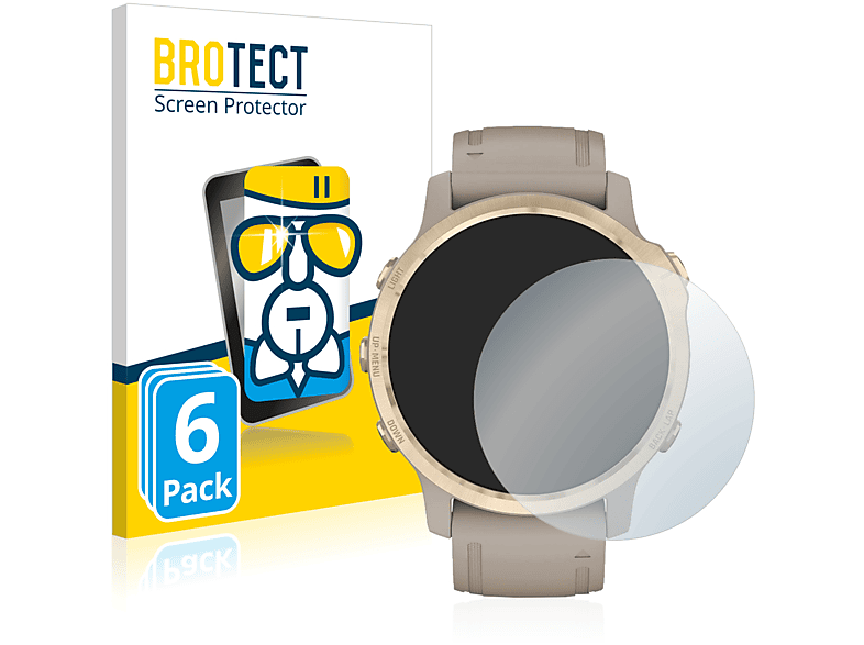 BROTECT 6x Airglass klare Schutzfolie(für Garmin Fenix 6S Pro Solar) | Smartwatch Schutzfolien & Gläser