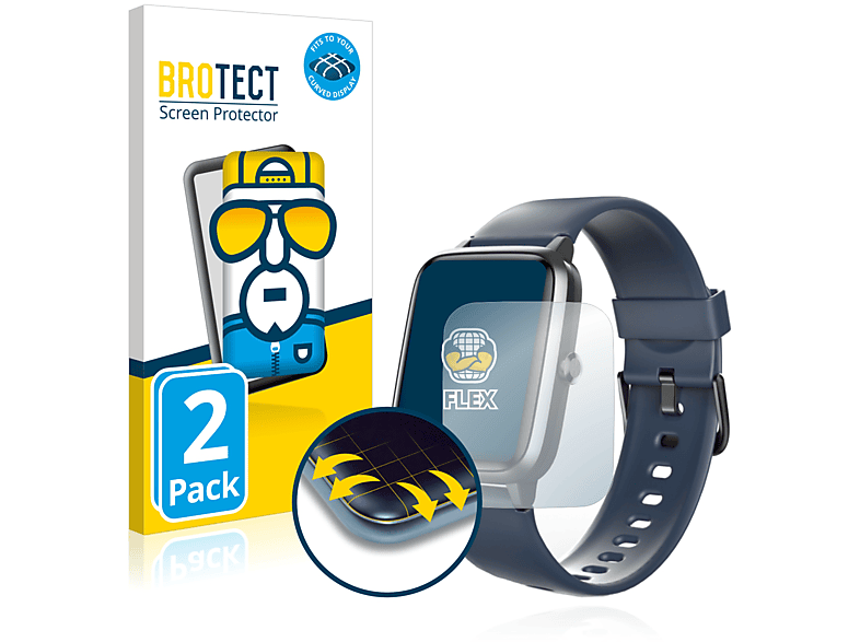 BROTECT 2x Flex Fullscreen 3D Curved Schutzfolie (für Hama Fit Watch 4900)