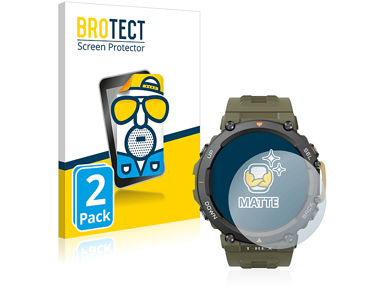 BROTECT 2x matte Schutzfolie(für Huami Amazfit T-Rex 2) | Smartwatch Schutzfolien & Gläser