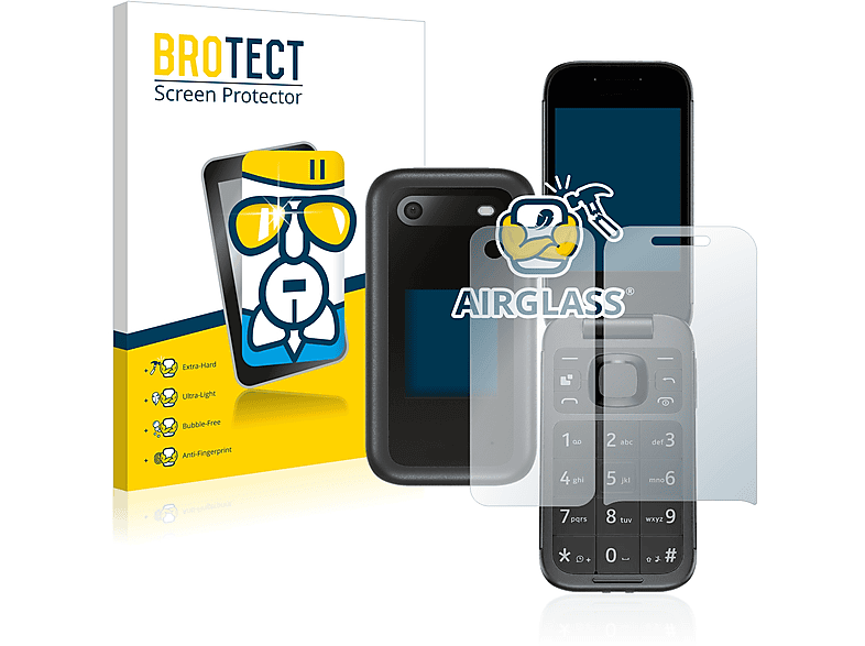 Airglass BROTECT Flip 2660 klare Nokia (Display+Rückseite)) Schutzfolie(für