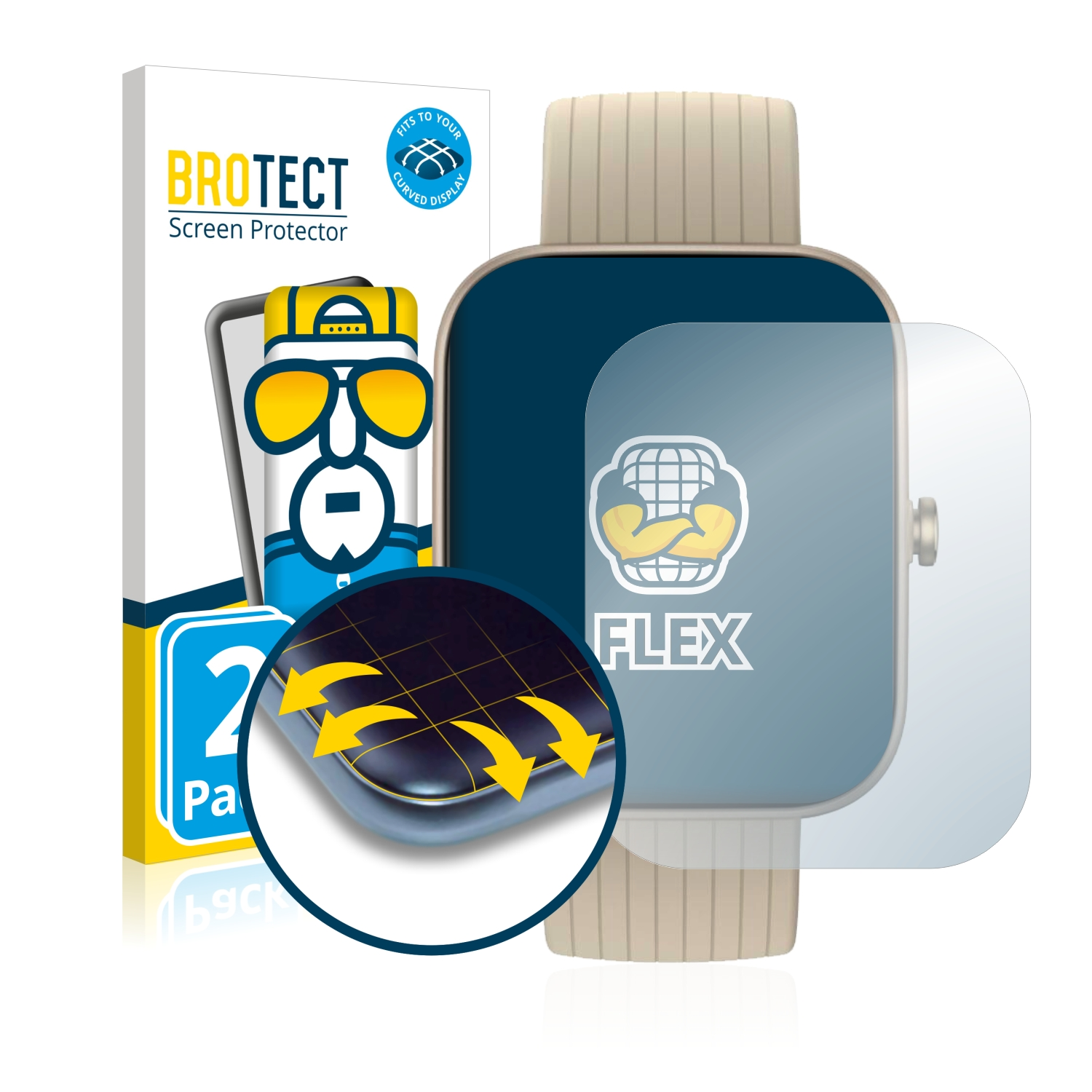 BROTECT 2x Flex Huami Pro) Full-Cover 3 Schutzfolie(für 3D Bip Curved Amazfit