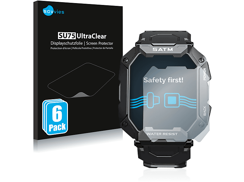 SAVVIES 6x klare Schutzfolie(für Bengux C20) | Smartwatch Schutzfolien & Gläser