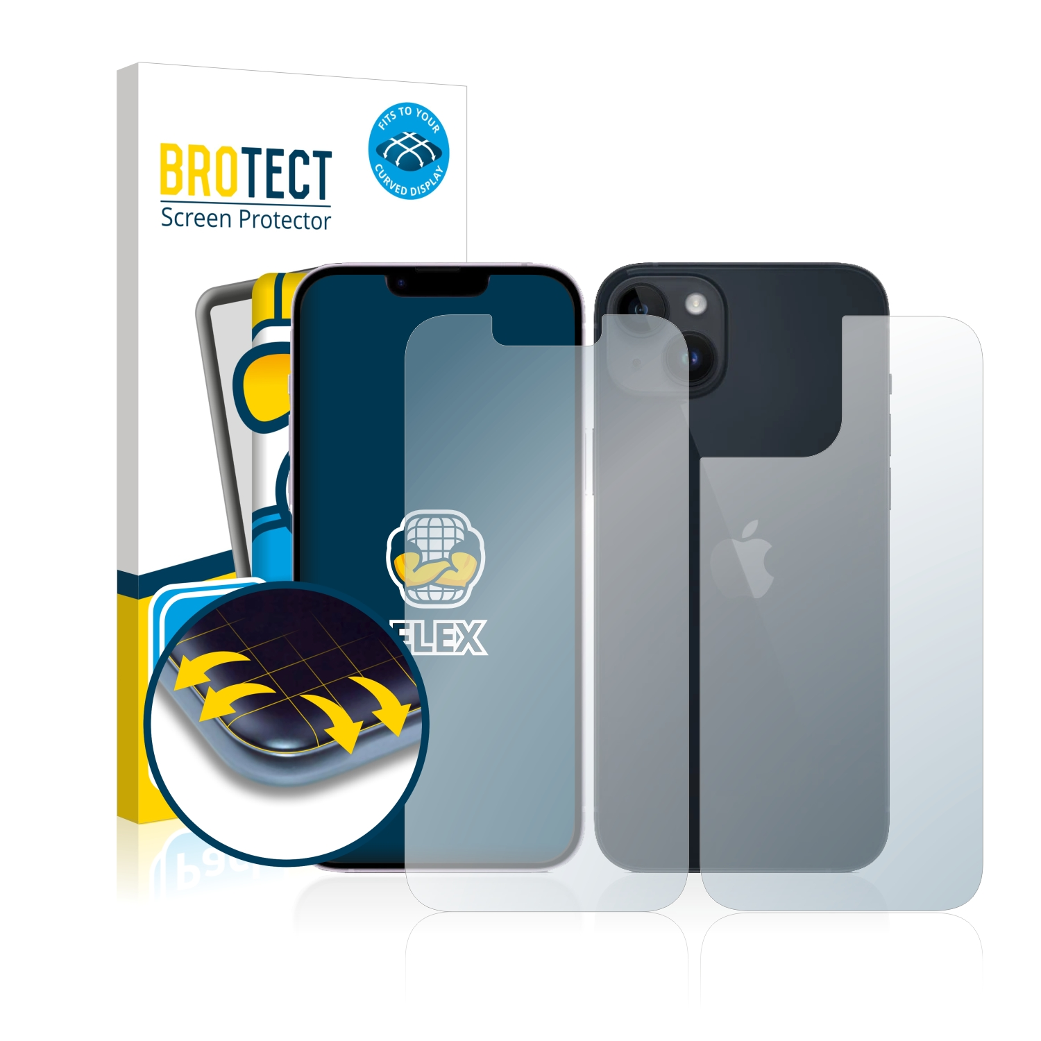 BROTECT 2x Apple Schutzfolie(für Curved 3D Full-Cover 14) Flex iPhone