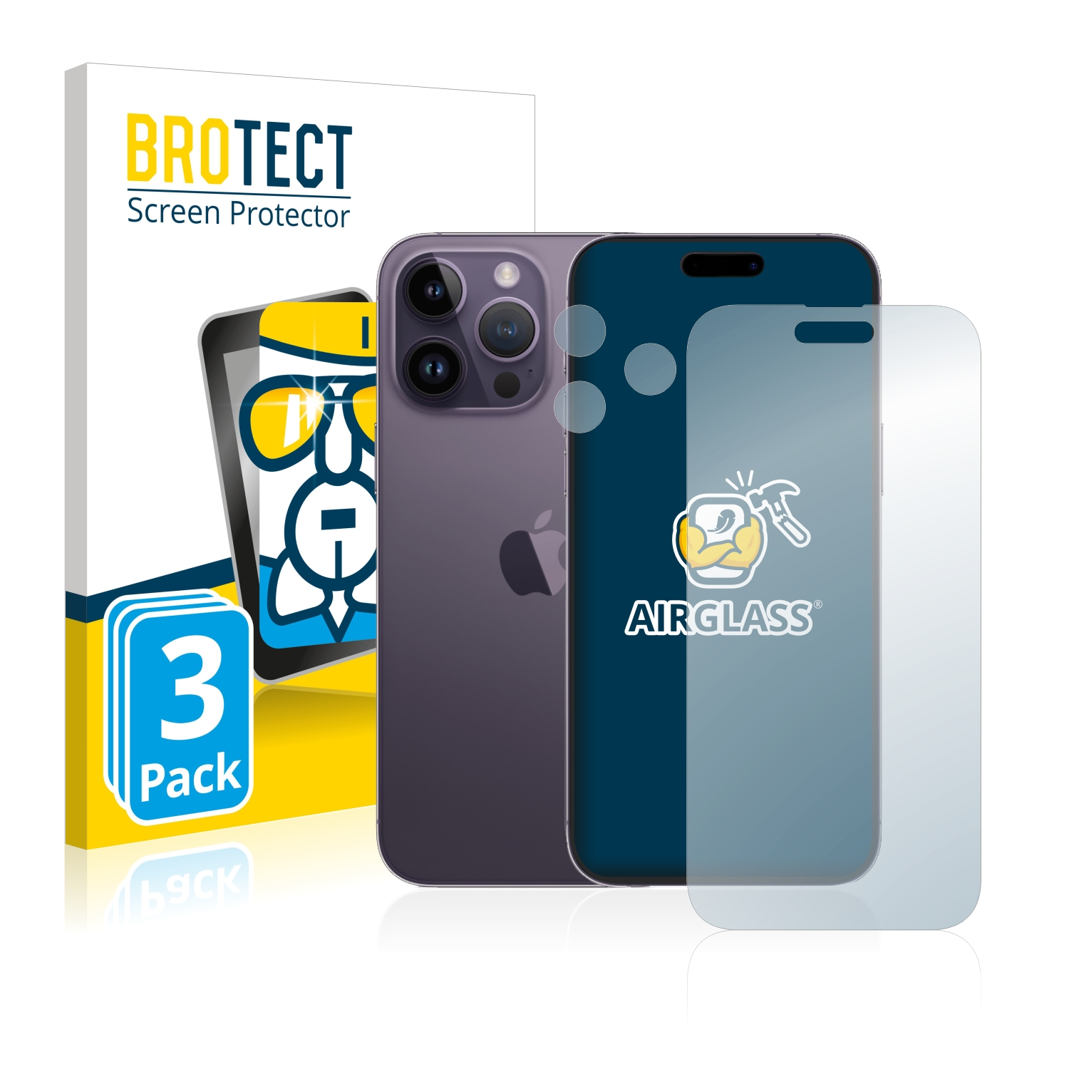 BROTECT 3x 14 Pro Schutzfolie(für Max) Airglass Apple iPhone klare