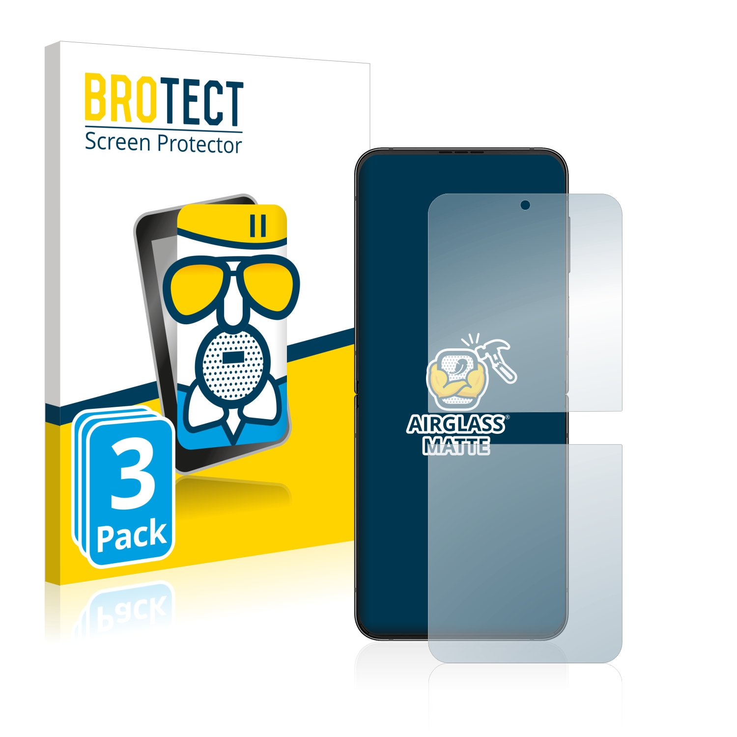 BROTECT 4) Samsung Z Galaxy 3x Schutzfolie(für matte Airglass Flip