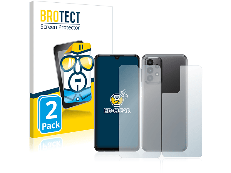 BROTECT 2x (Display+Rückseite)) Schutzfolie(für 5G Samsung Galaxy A23 klare