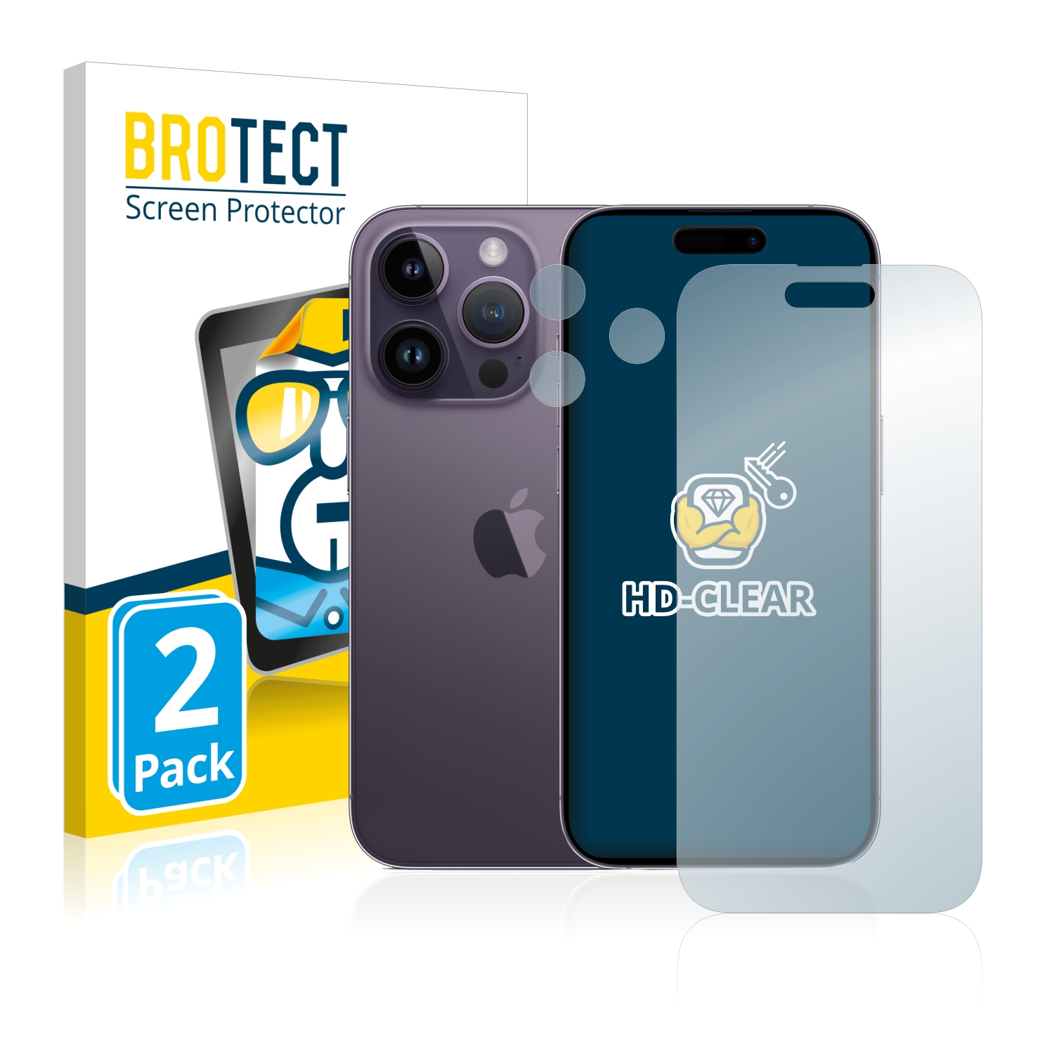 Pro) Schutzfolie(für Apple iPhone BROTECT 2x klare 14